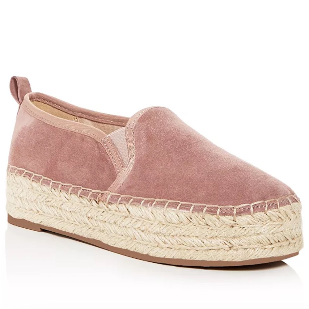 EUC Sam Edelman Carrin Suede Platform Espadrille Flats Dusty Rose Size 8